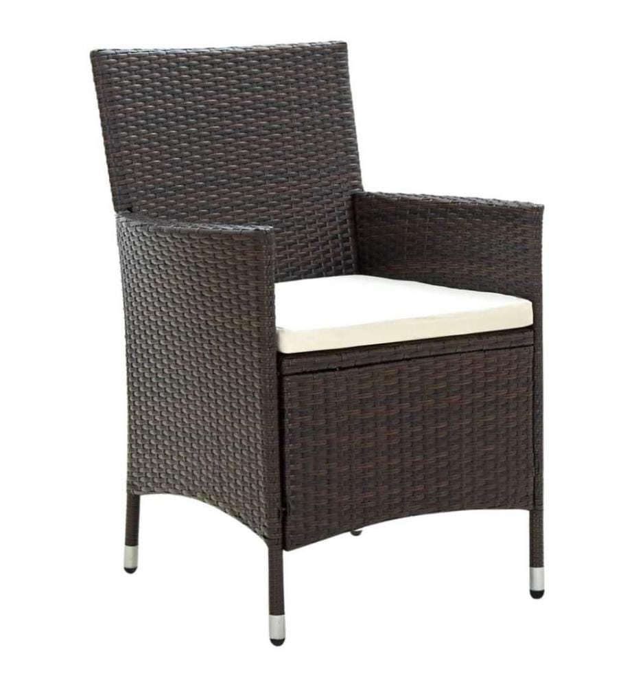 Gartenstühle mit Sitzpolster 2 Stk. Poly Rattan Braun