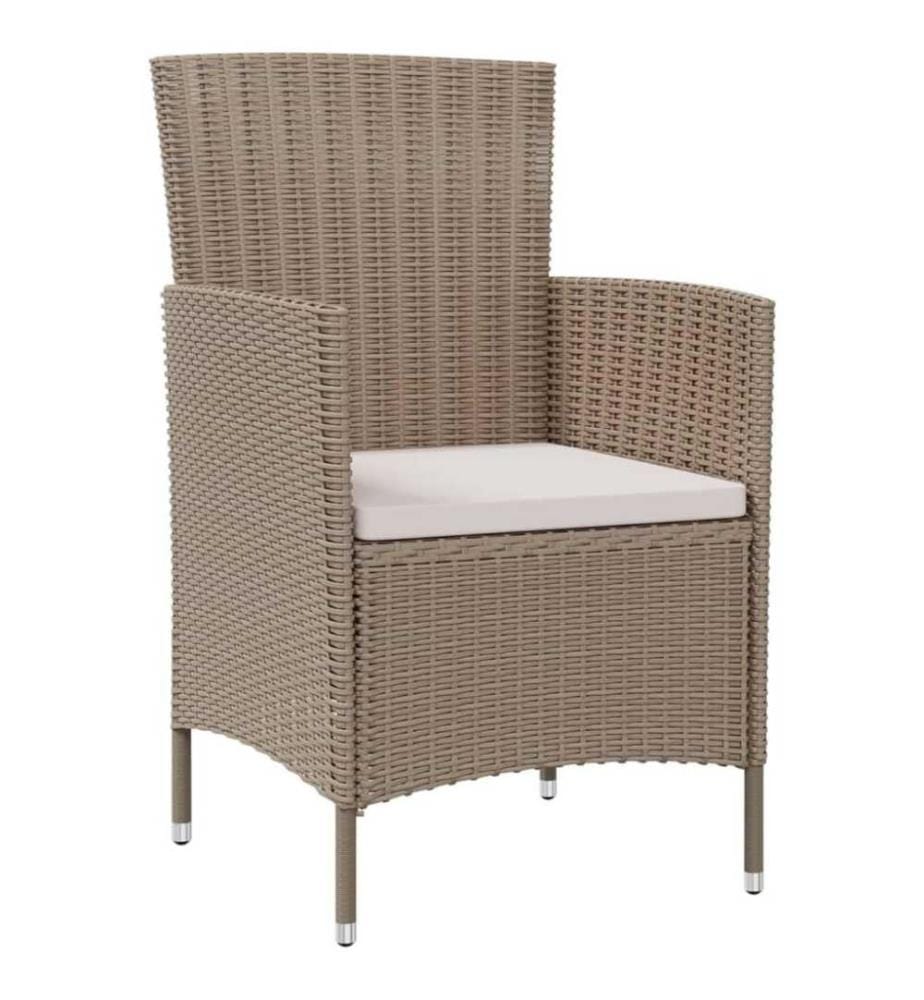 Chaises de jardin avec coussins 2 pcs Résine tressée Beige