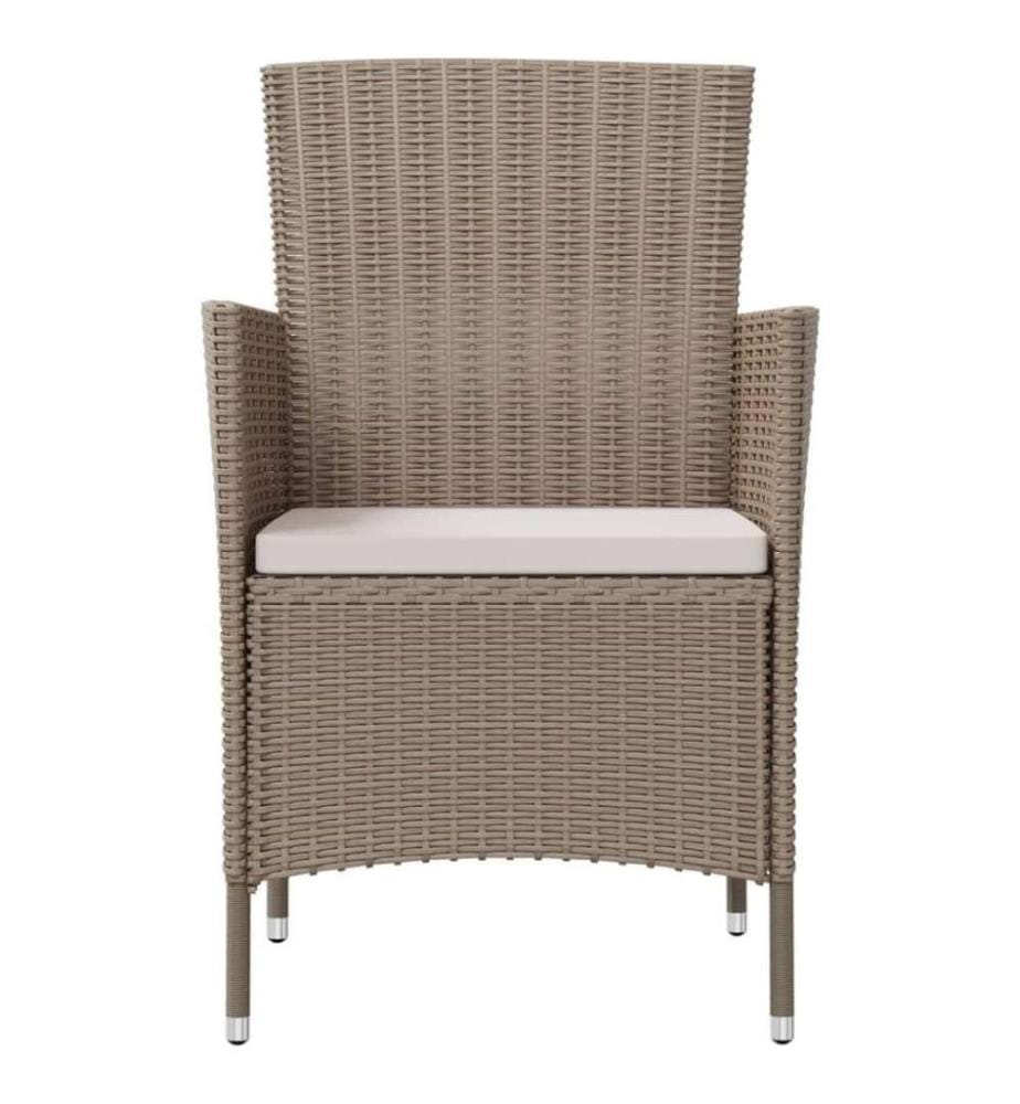 Chaises de jardin avec coussins 2 pcs Résine tressée Beige