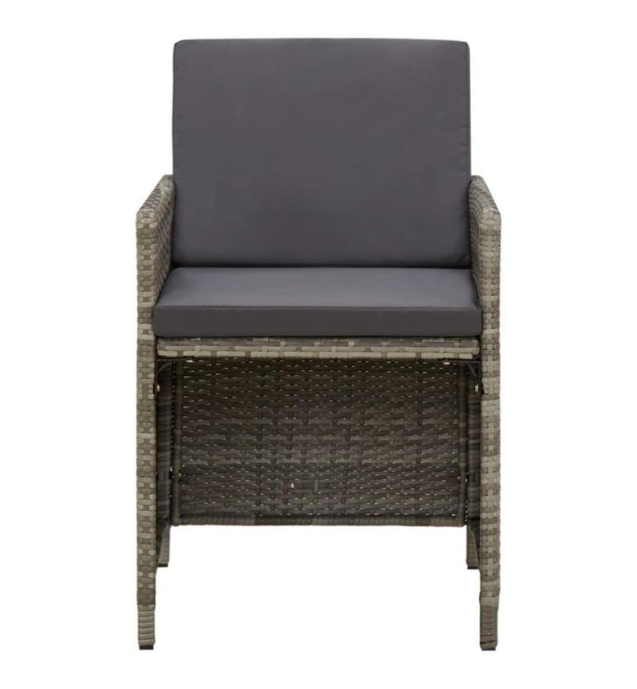 Chaises de jardin avec coussins 4 pcs Résine tressée Gris