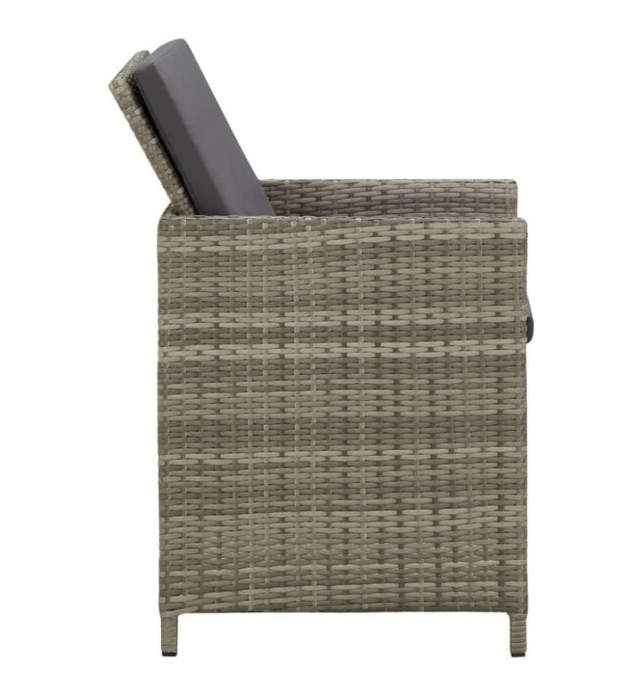 Chaises de jardin avec coussins 4 pcs Résine tressée Gris
