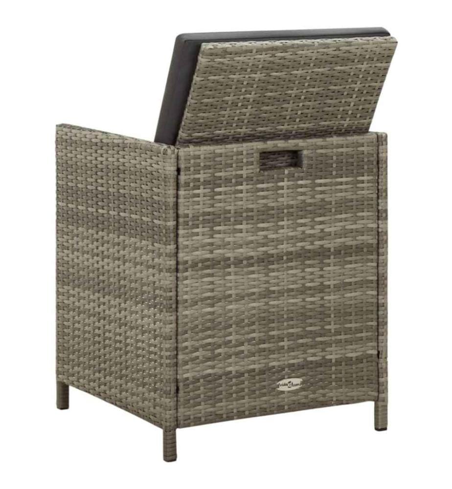Chaises de jardin avec coussins 4 pcs Résine tressée Gris