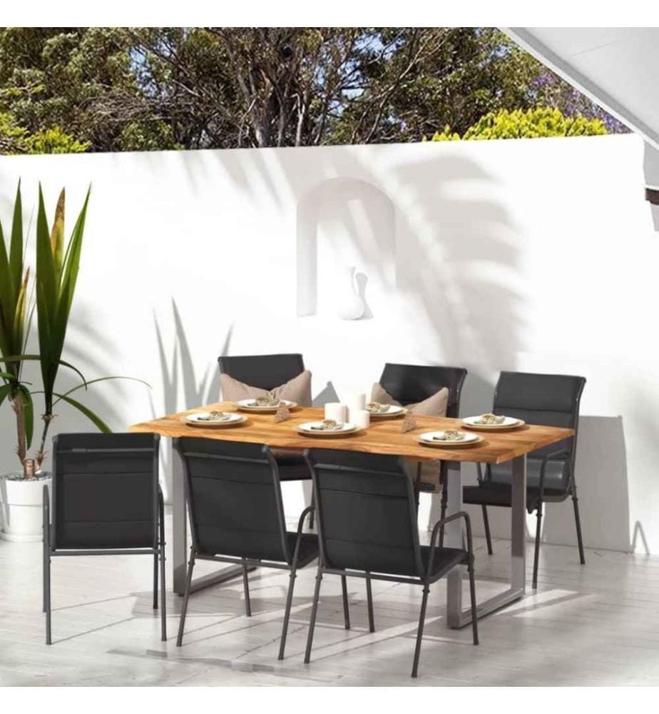 Gartenstühle 6 Stk. Stahl und Textilene Schwarz