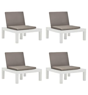 Gartenstühle mit Auflagen 4 Stk. Kunststoff Weiss
