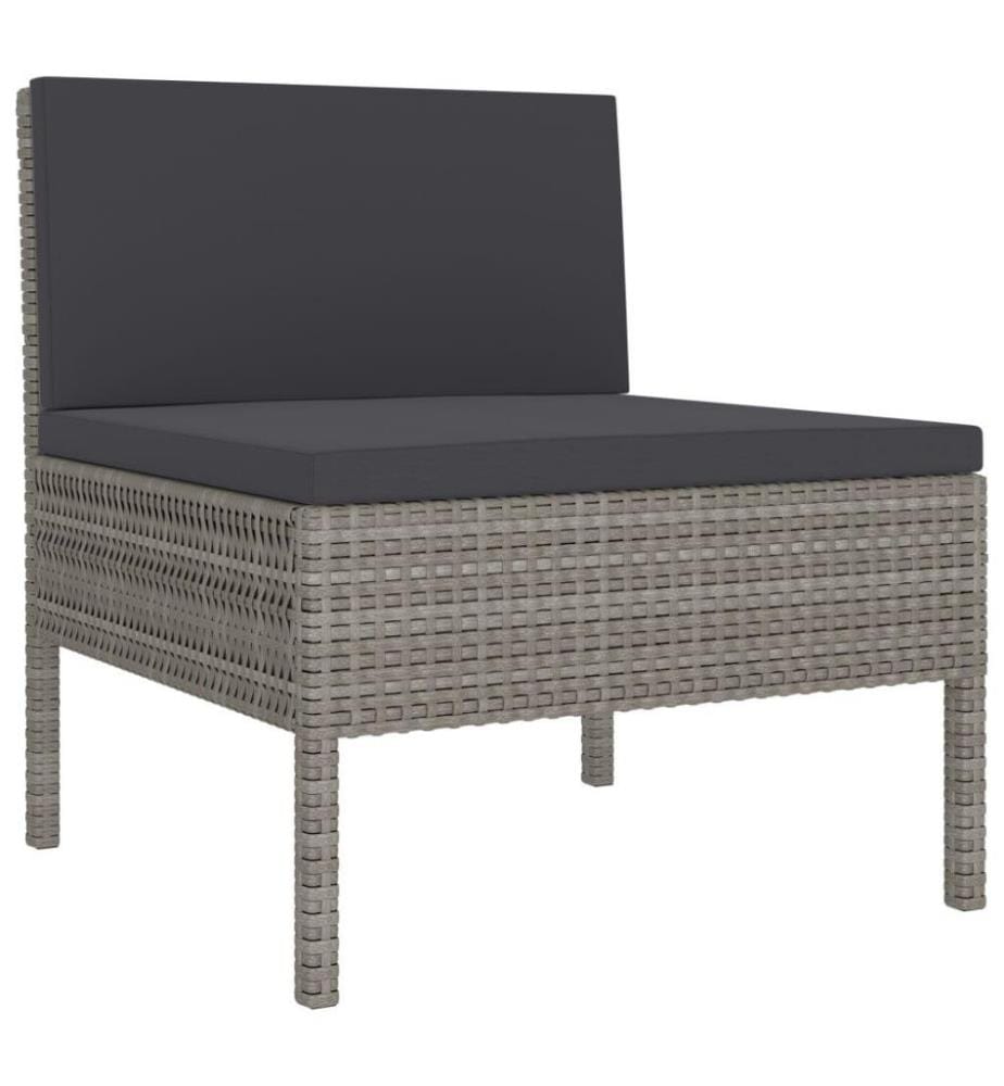 Gartenstühle 3 Stk. mit Auflagen Poly Rattan Grau