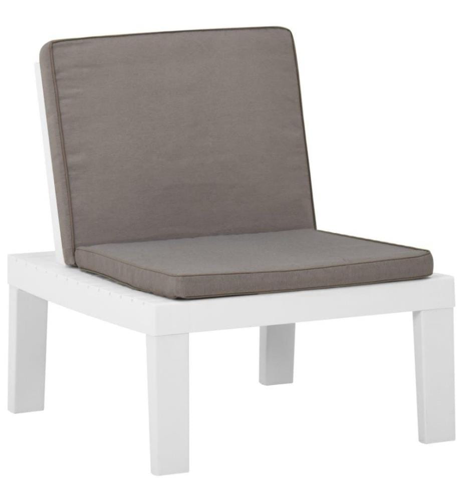 Garten-Lounge-Stuhl mit Auflage Kunststoff Weiss