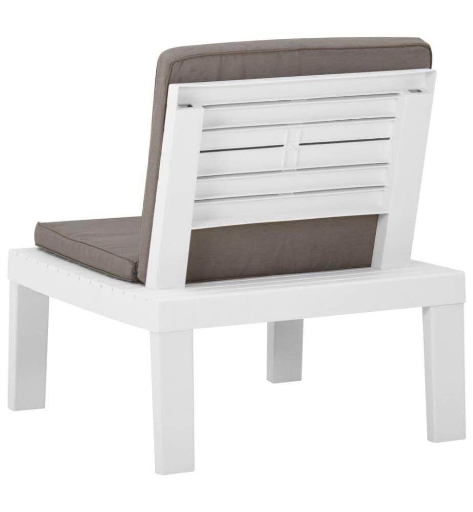 Garten-Lounge-Stuhl mit Auflage Kunststoff Weiss