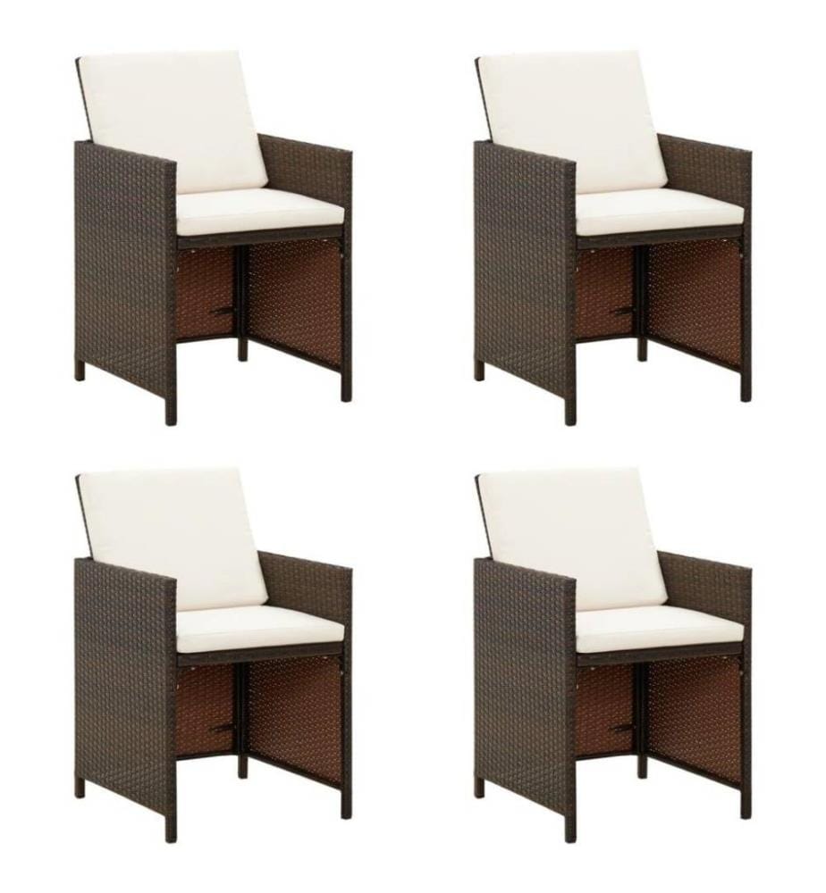 Gartenstühle mit Kissen 4 Stk. Poly Rattan Braun