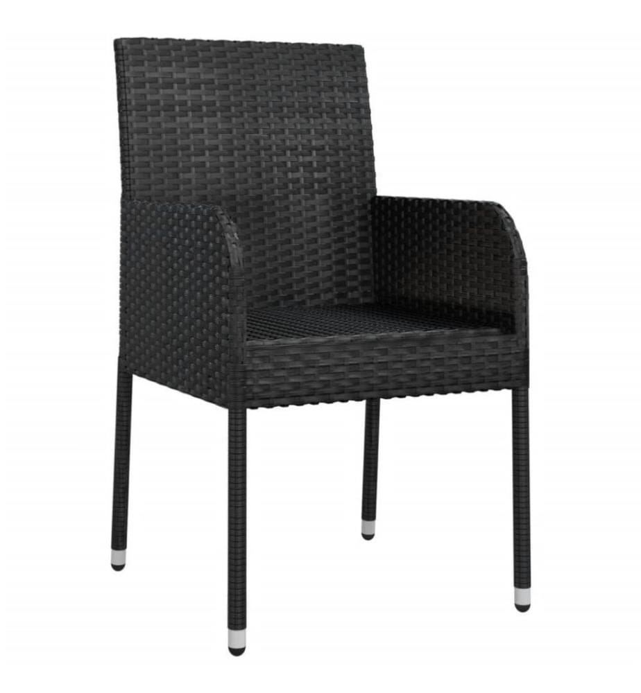 Gartenstühle mit Kissen 2 Stk. Poly Rattan Schwarz
