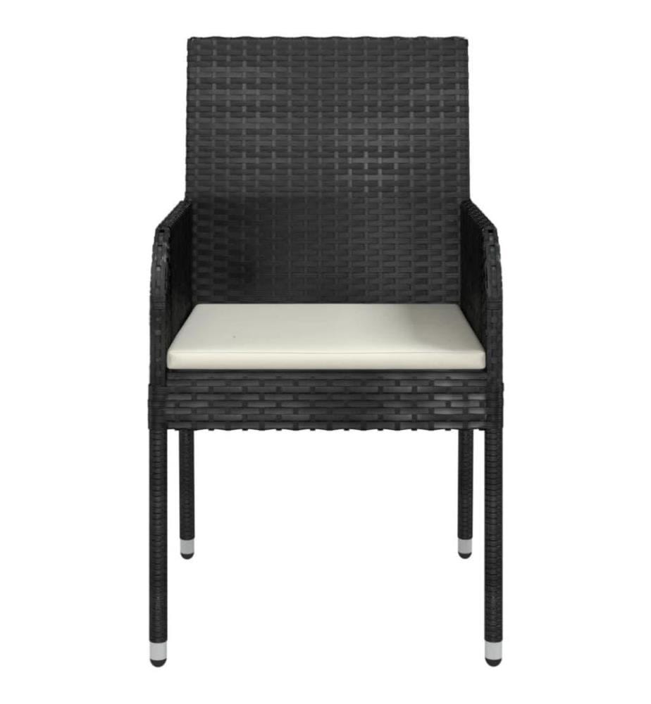 Gartenstühle mit Kissen 2 Stk. Poly Rattan Schwarz