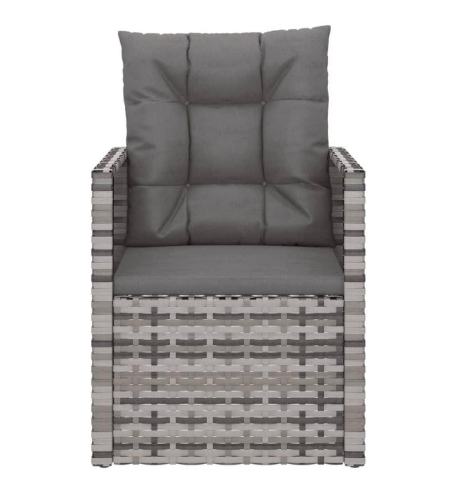 Gartensessel mit Kissen Grau Poly Rattan