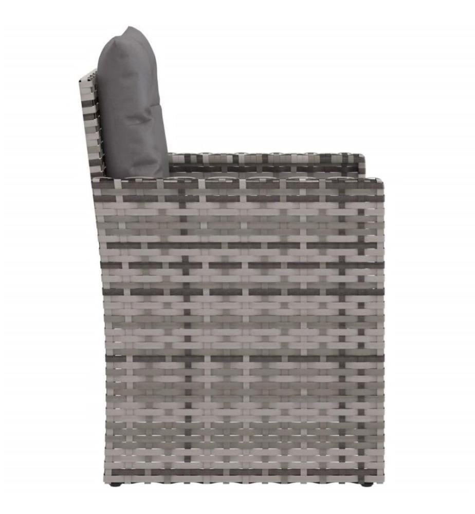 Gartensessel mit Kissen Grau Poly Rattan
