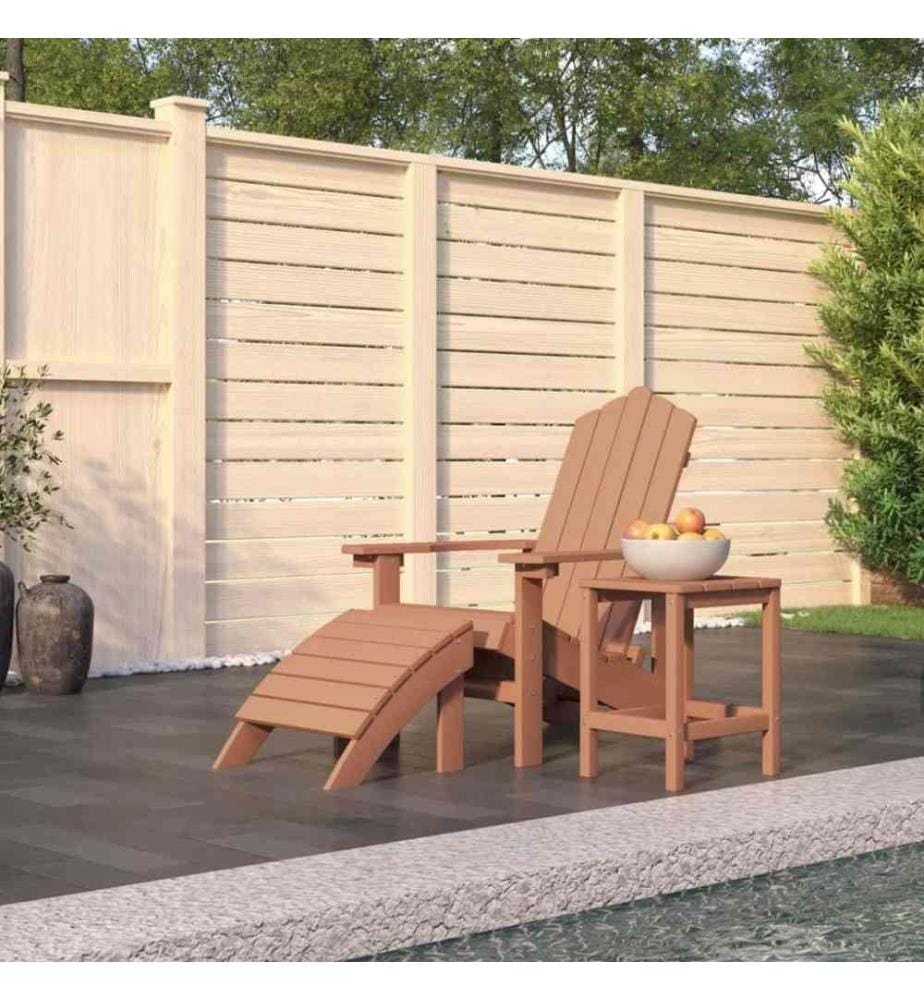 Adirondack-Gartenstuhl mit Hocker & Tisch HDPE Braun