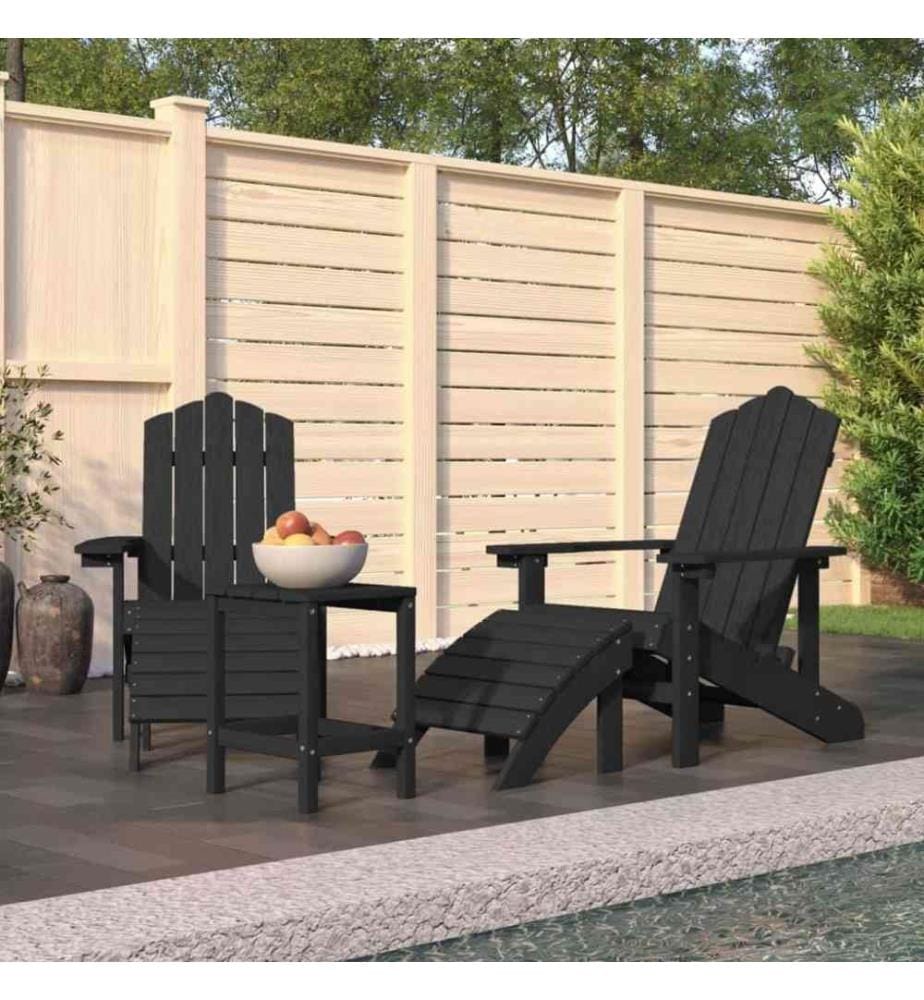 Adirondack-Gartenstühle mit Hocker & Tisch HDPE Anthrazit