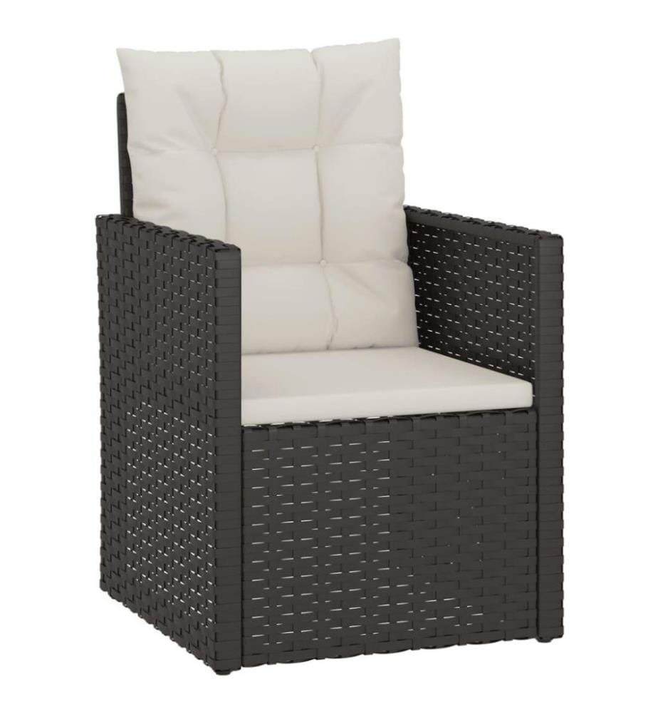 Gartensessel mit Kissen Schwarz Poly Rattan