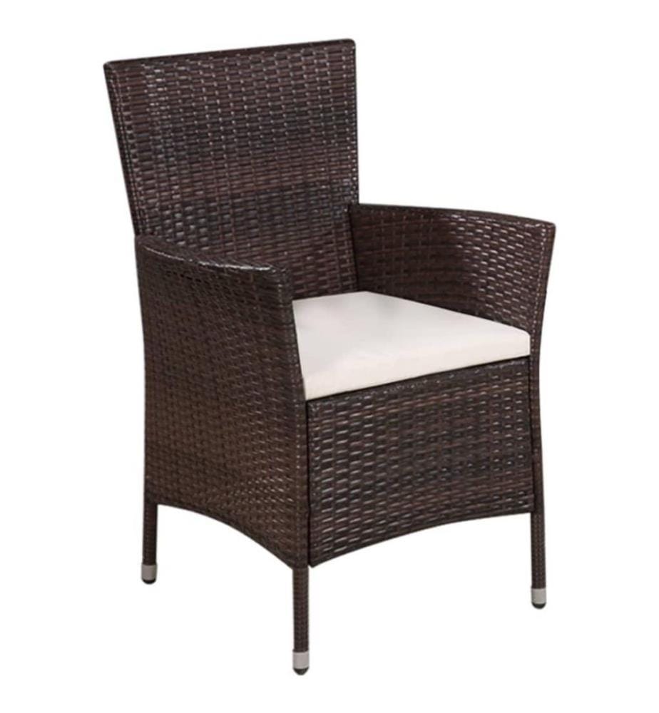 Gartenstuhl und Hocker mit Polstern Poly Rattan Braun