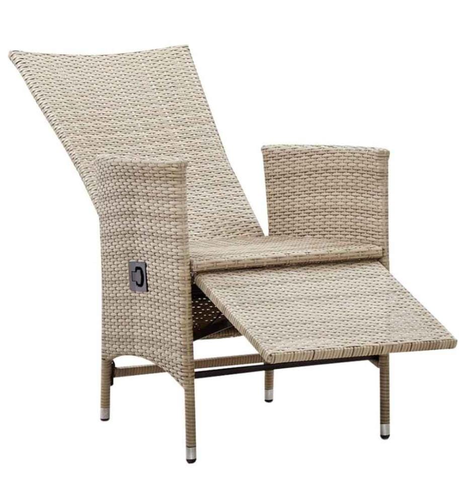Garten-Liegestühle 2 Stk. mit Auflagen Poly Rattan Beige