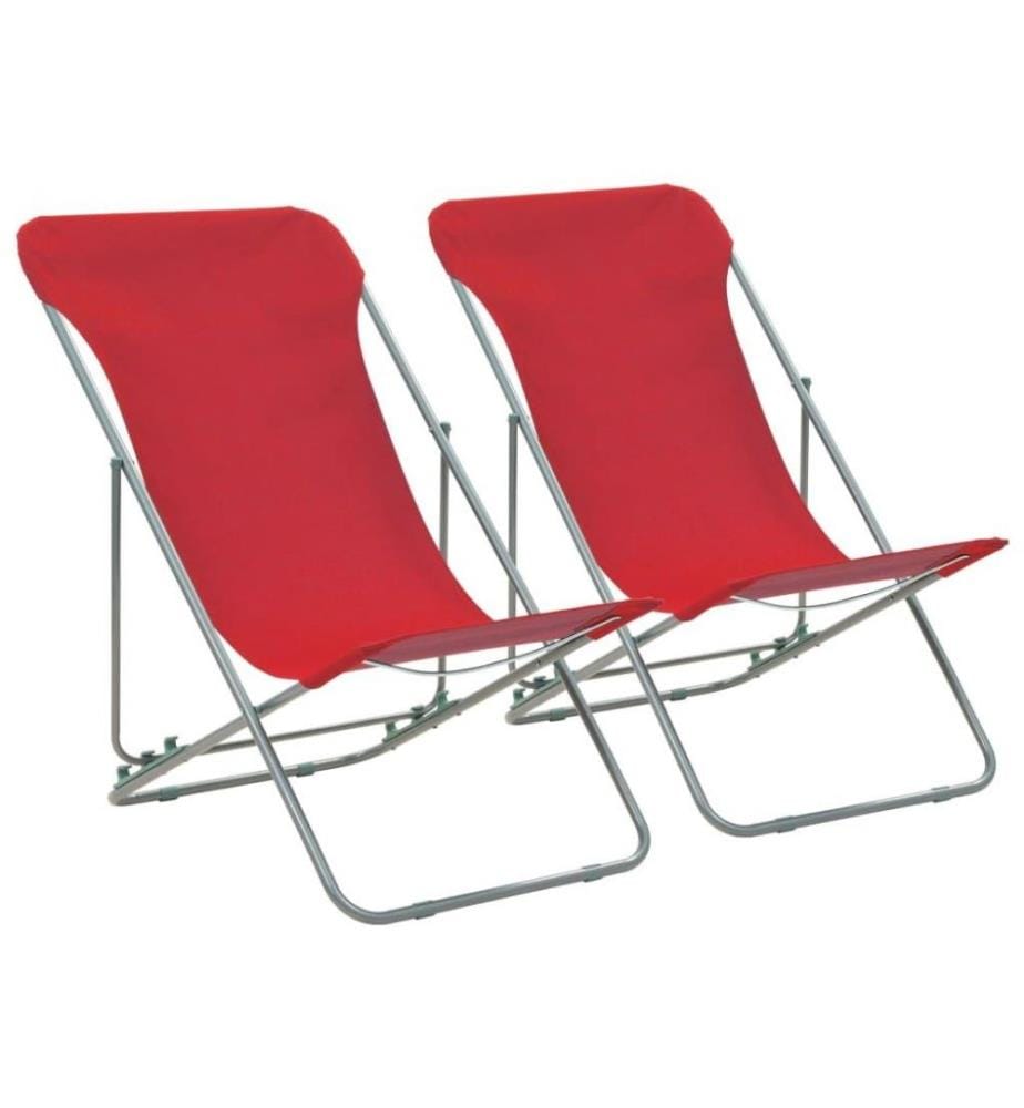 Klappbare Strandstühle 2 Stk. Stahl und Oxford-Gewebe Rot