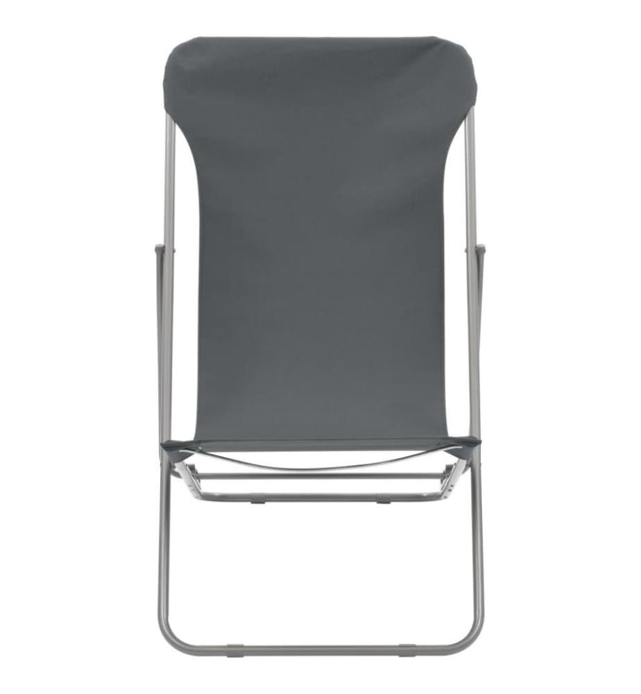 Chaises de plage pliables 2 pcs Acier et tissu oxford Gris