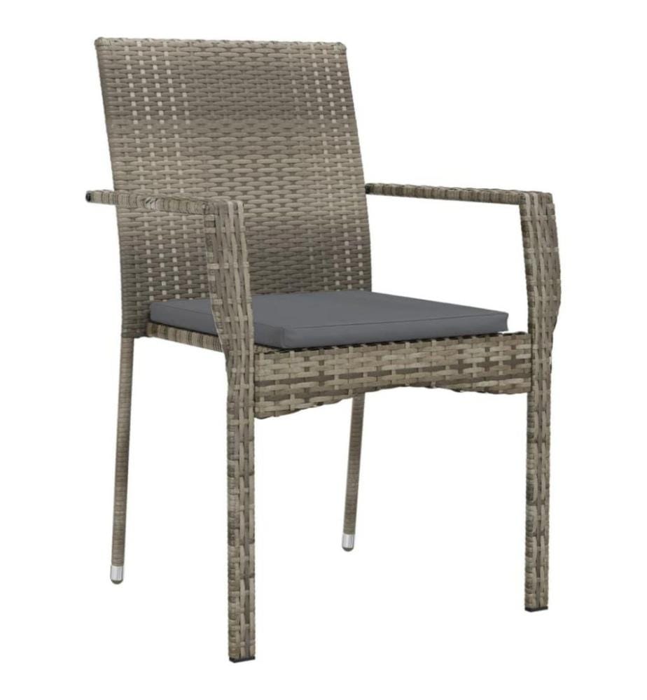Chaises de jardin avec coussins 4 pcs Résine tressée Gris