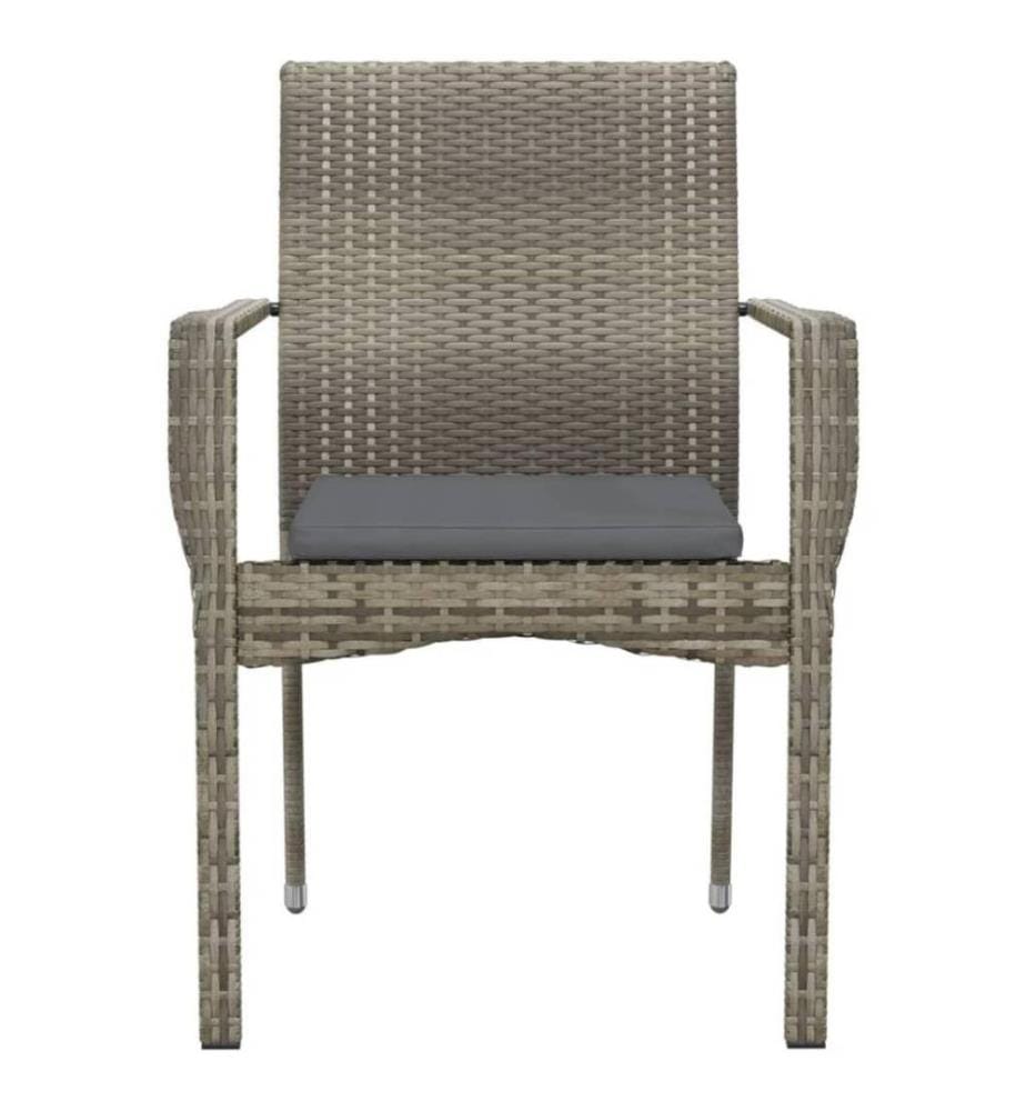 Chaises de jardin avec coussins 4 pcs Résine tressée Gris