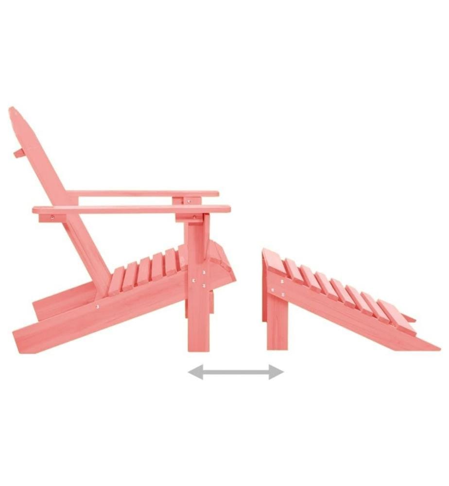 Chaise de jardin Adirondack avec pouf Bois de sapin solide Rose