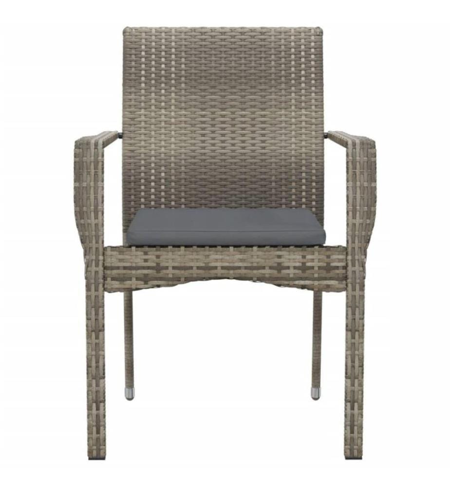 Chaises de jardin avec coussins 2 pcs Résine tressée Gris