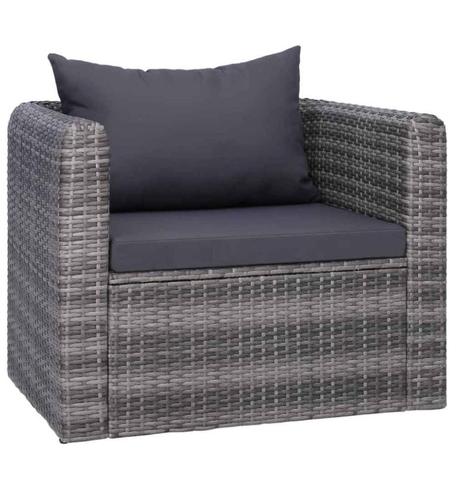Gartenstuhl mit Polster und Kissen Poly Rattan Grau