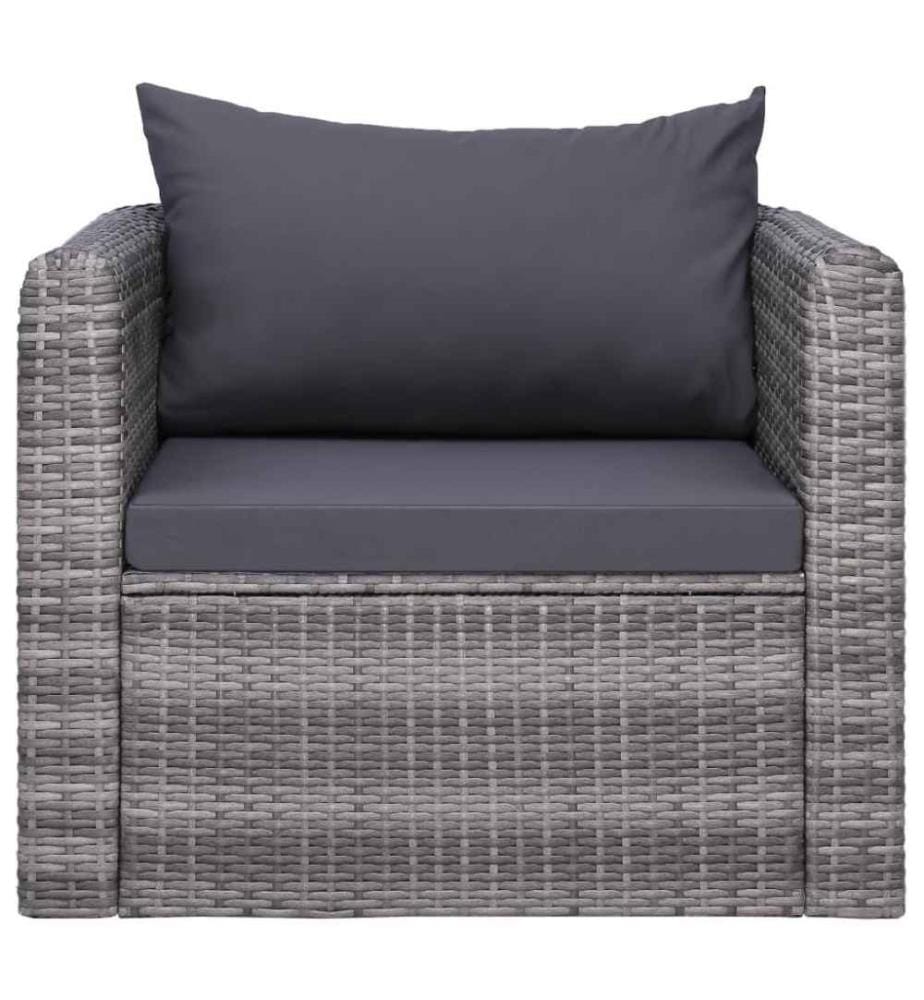 Gartenstuhl mit Polster und Kissen Poly Rattan Grau