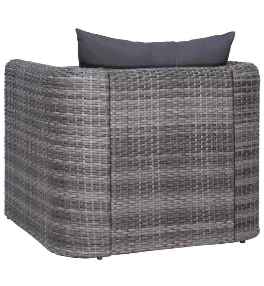 Gartenstuhl mit Polster und Kissen Poly Rattan Grau