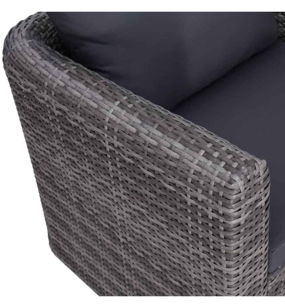 Gartenstuhl mit Polster und Kissen Poly Rattan Grau