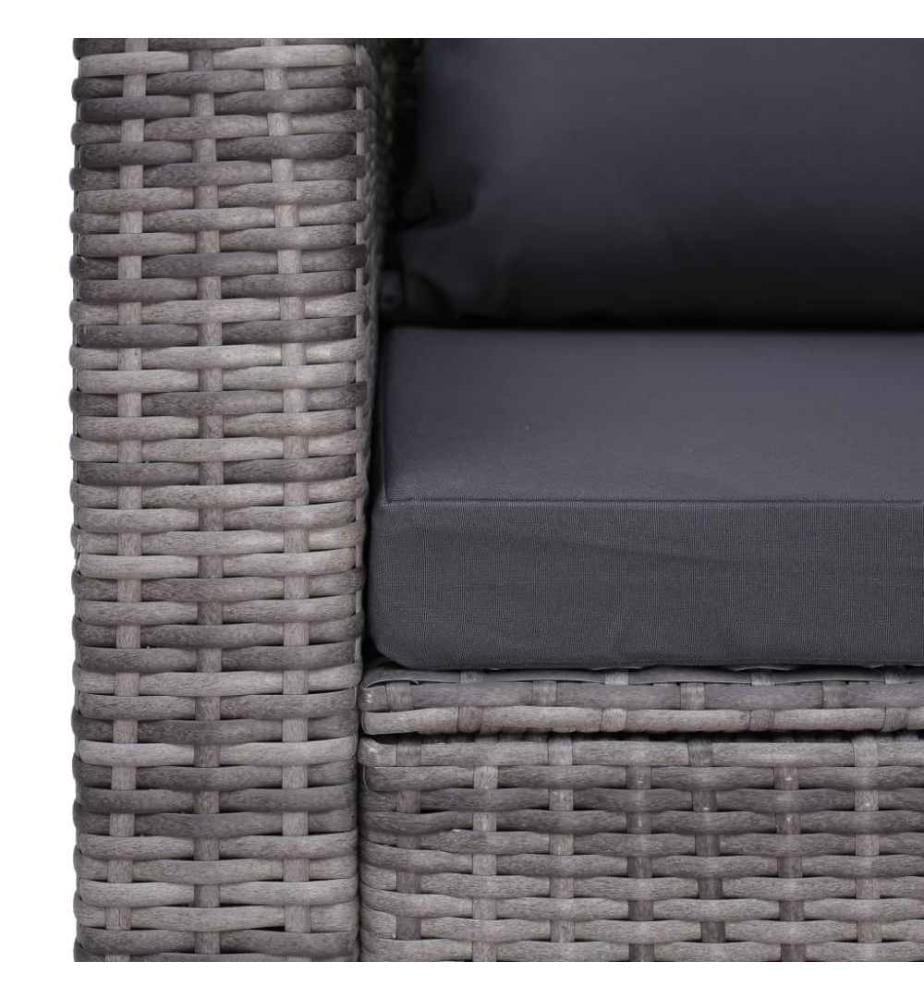 Gartenstuhl mit Polster und Kissen Poly Rattan Grau
