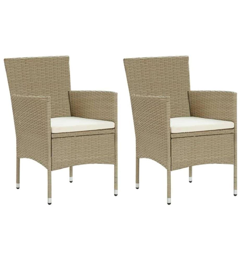 Garten-Essstühle 2 Stk. Poly Rattan Beige