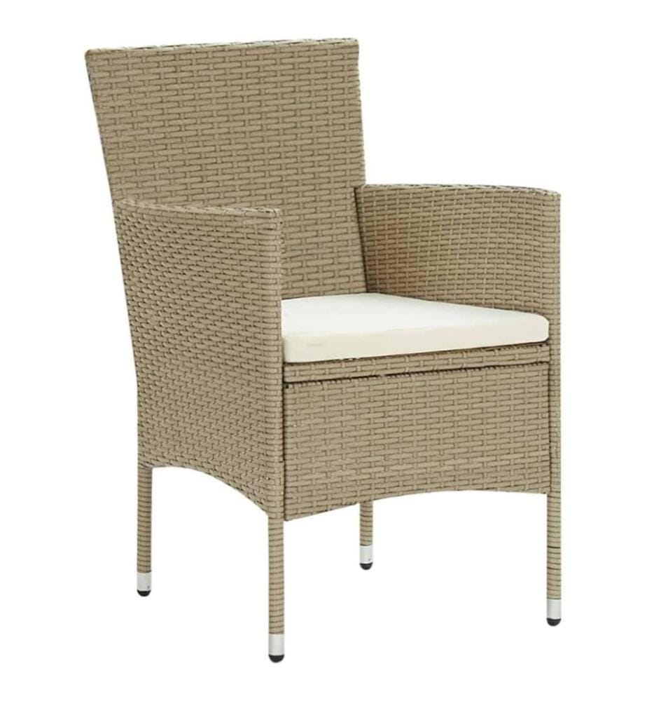 Garten-Essstühle 2 Stk. Poly Rattan Beige