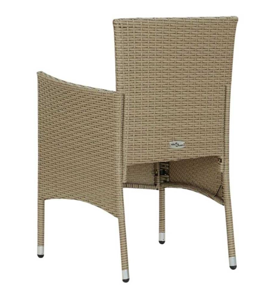 Garten-Essstühle 2 Stk. Poly Rattan Beige