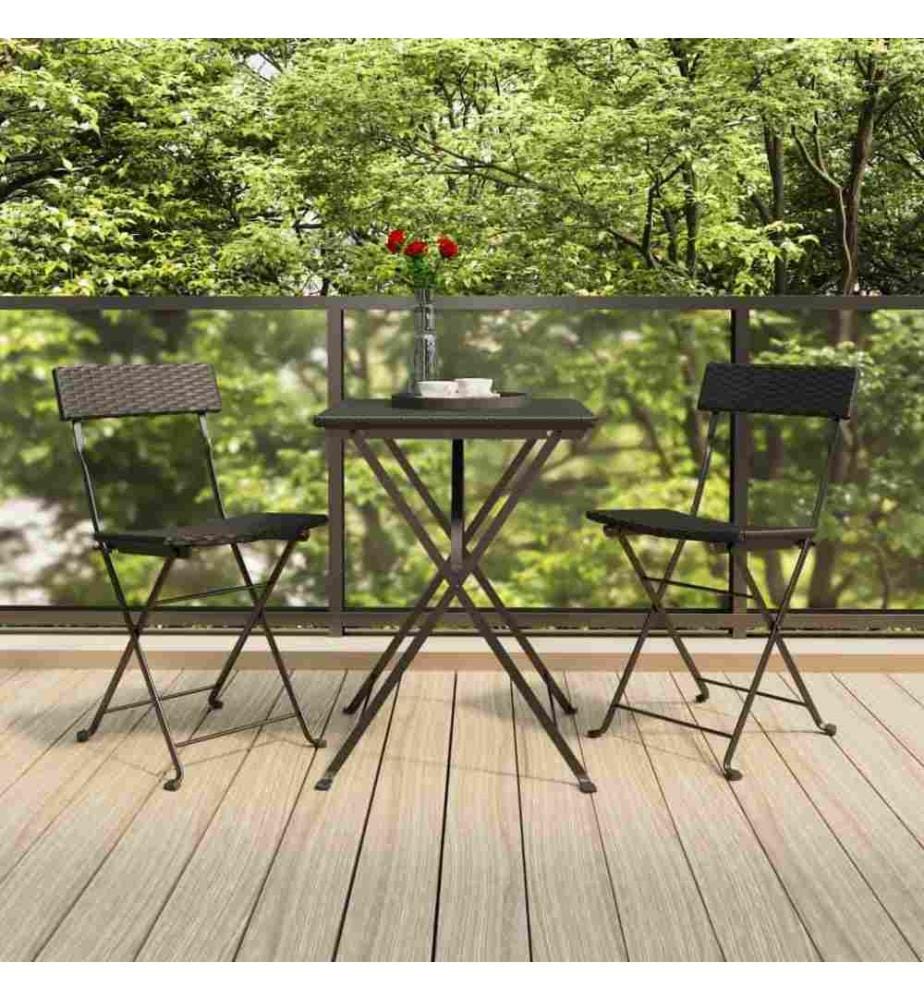 Bistrostühle 2 Stk. Klappbar Schwarz Poly Rattan und Stahl