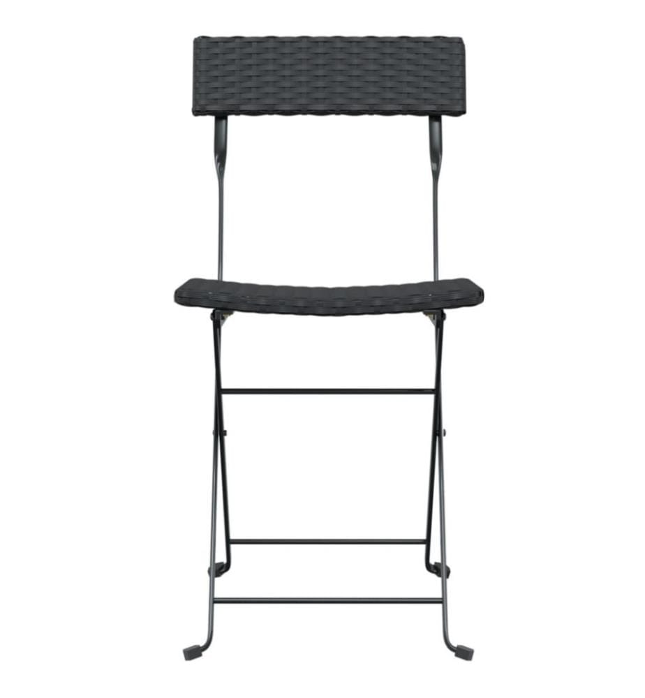 Bistrostühle 2 Stk. Klappbar Schwarz Poly Rattan und Stahl