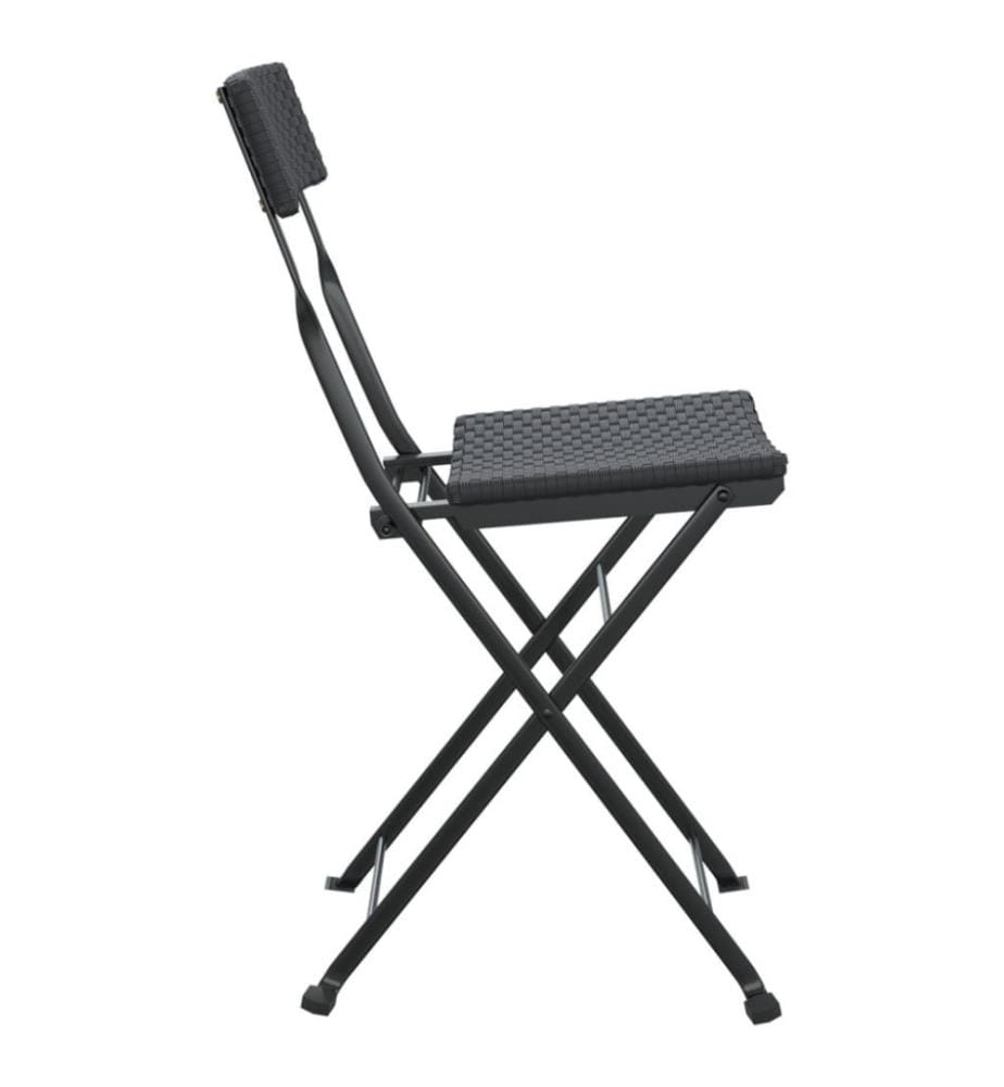 Bistrostühle 2 Stk. Klappbar Schwarz Poly Rattan und Stahl