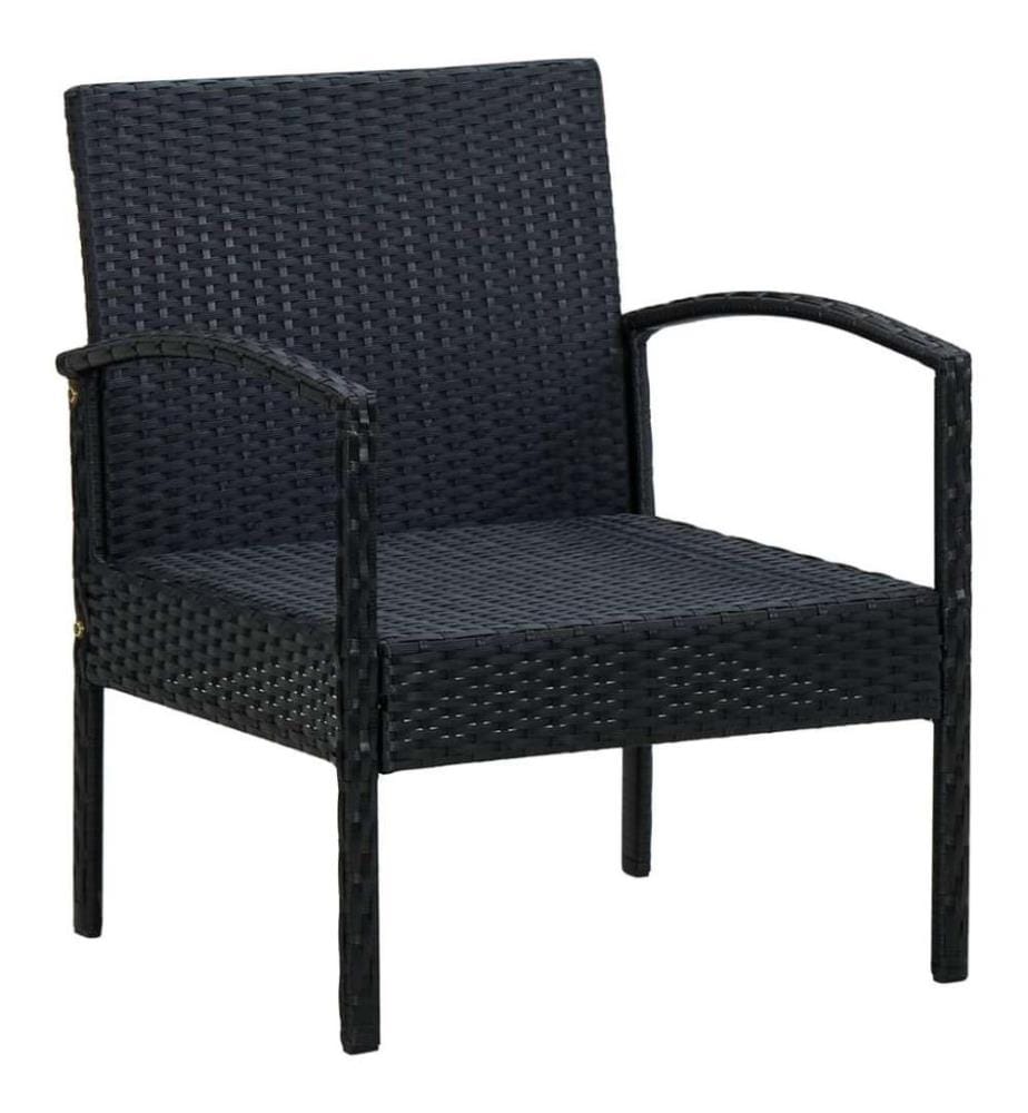 Chaise de jardin avec coussin Résine tressée Noir