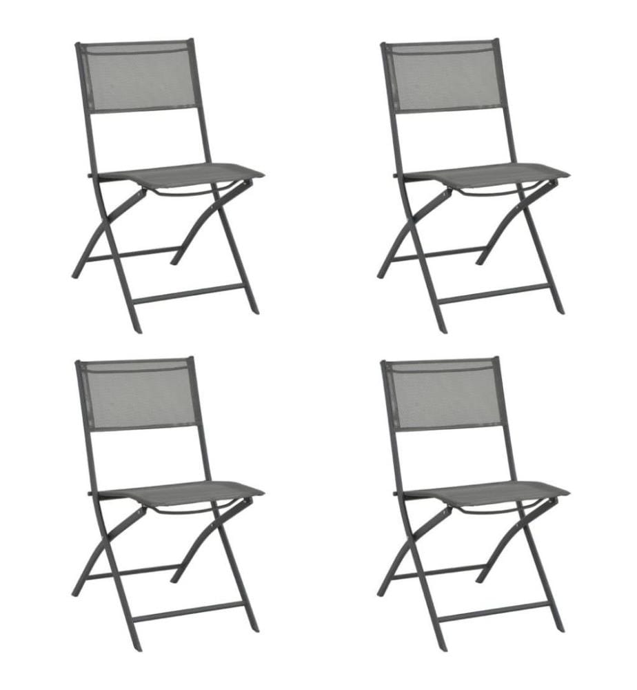 Klappbare Stühle für Aussenbereich 4 Stk. Grau Stahl und Textilene