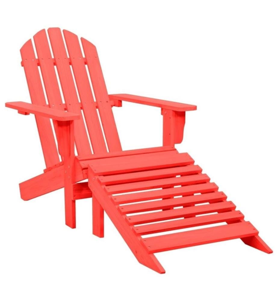 Chaise de jardin Adirondack avec pouf Bois de sapin Rouge