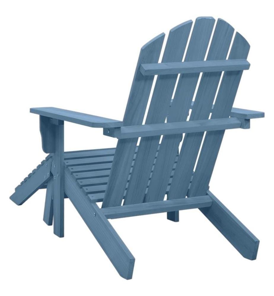 Chaise de jardin Adirondack avec pouf Bois de sapin solide Bleu