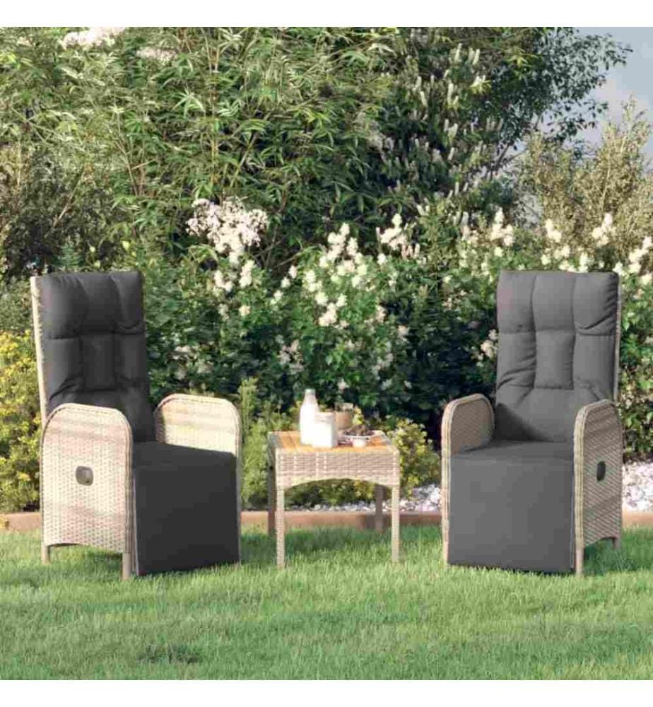 Garten-Relaxsessel mit Kissen 2 Stk. Poly Rattan Grau