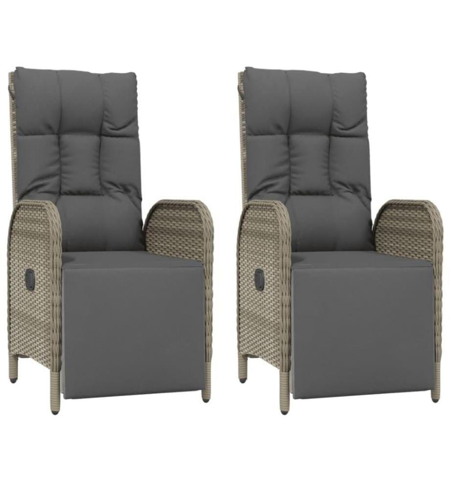 Garten-Relaxsessel mit Kissen 2 Stk. Poly Rattan Grau