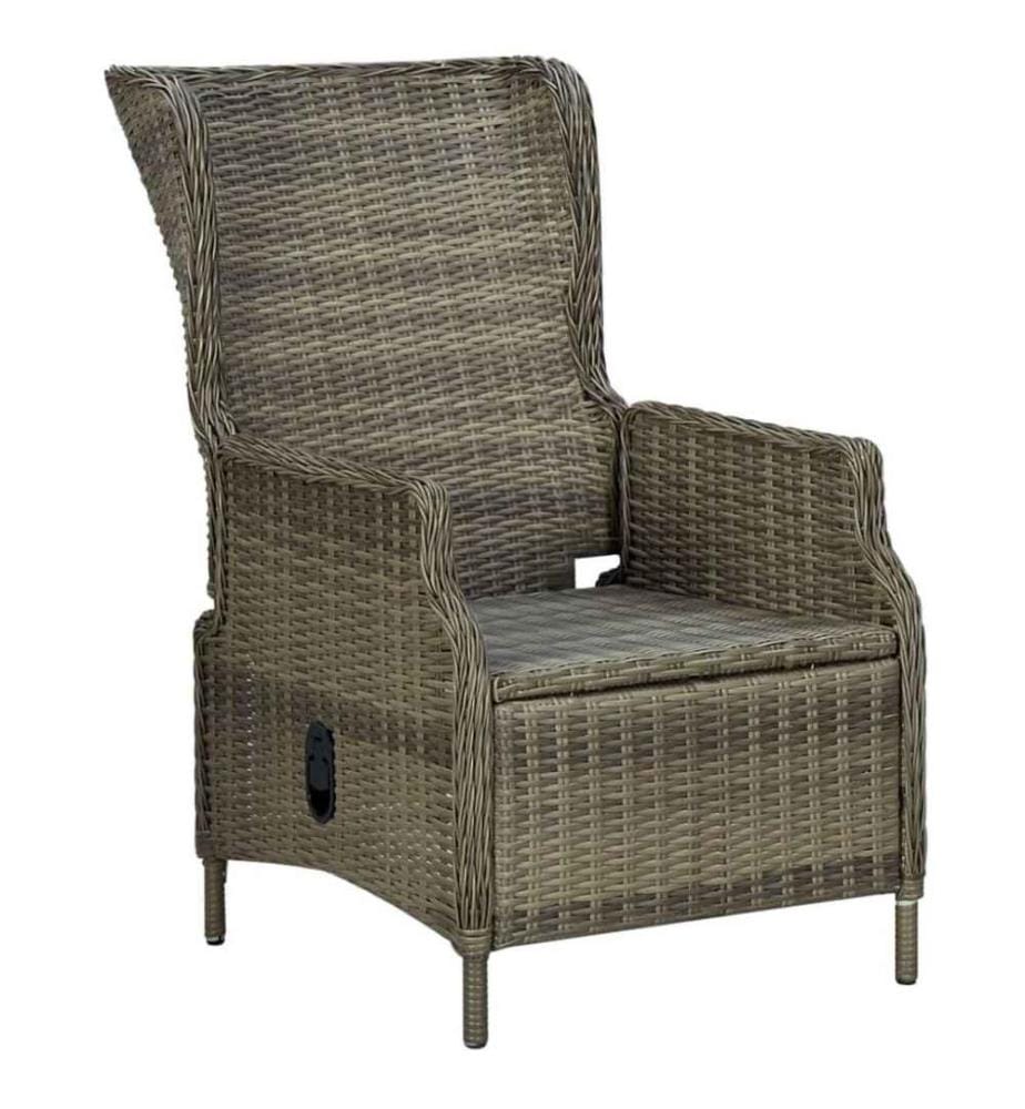 Verstellbarer Gartensessel mit Auflagen Poly Rattan Braun