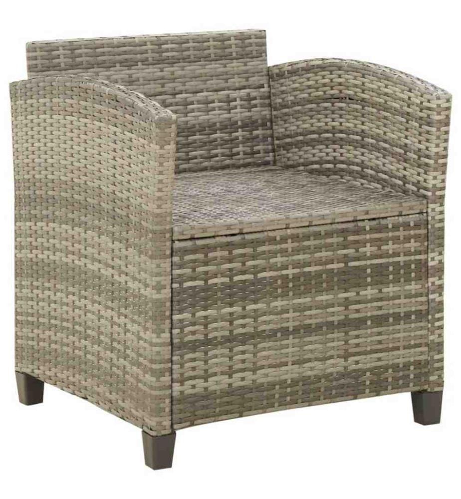 Chaise de jardin avec coussins Résine tressée Gris