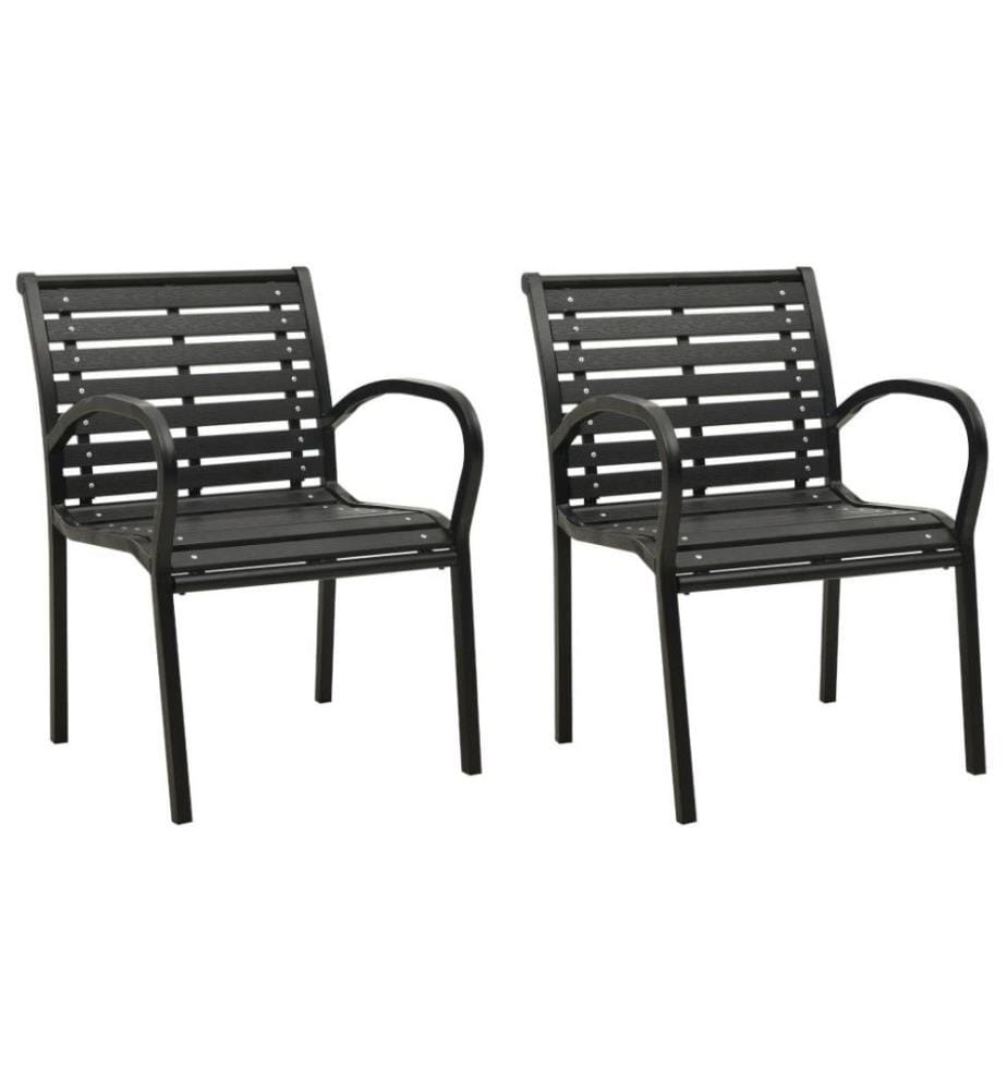Gartenstühle 2 Stk. Stahl und WPC Schwarz