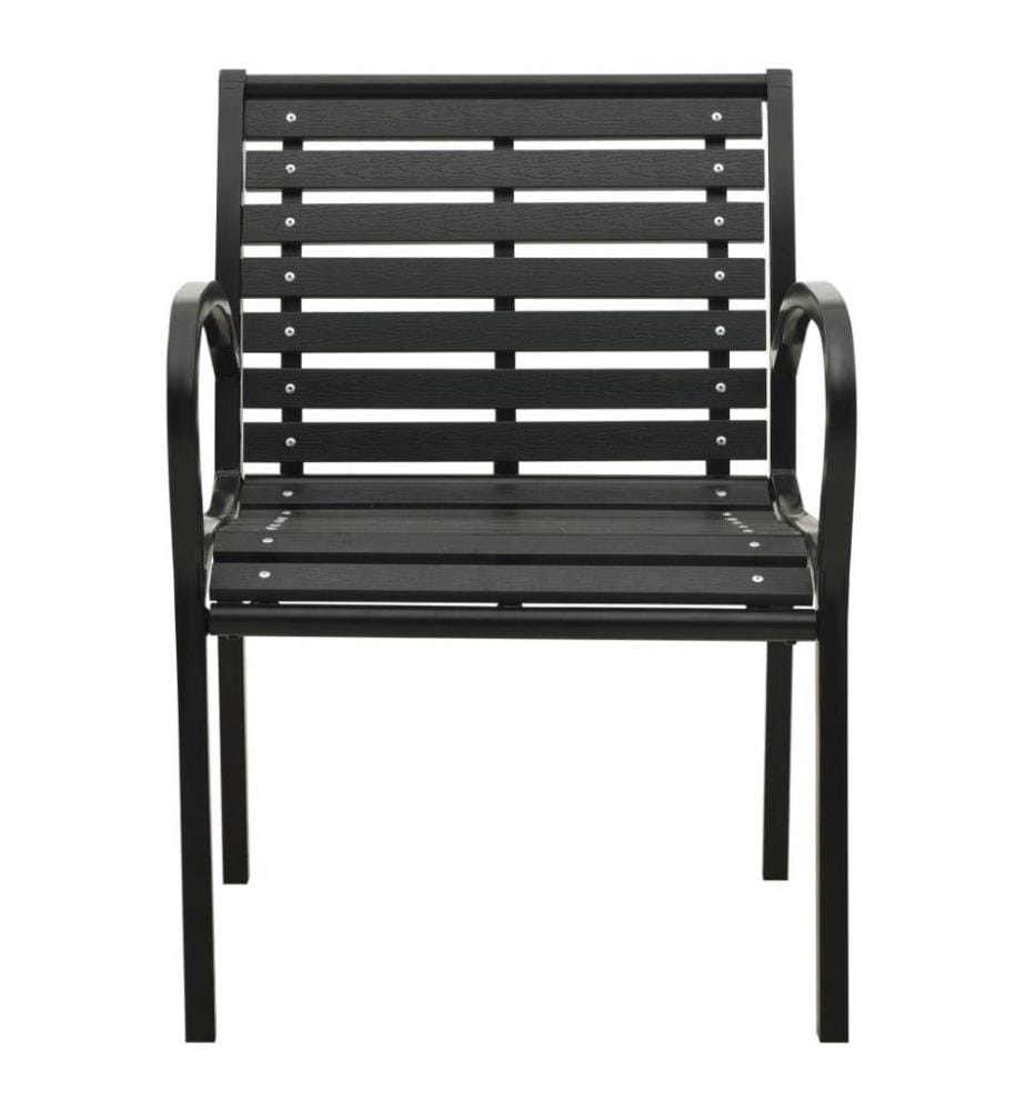 Chaises de jardin 2 pcs Acier et WPC Noir