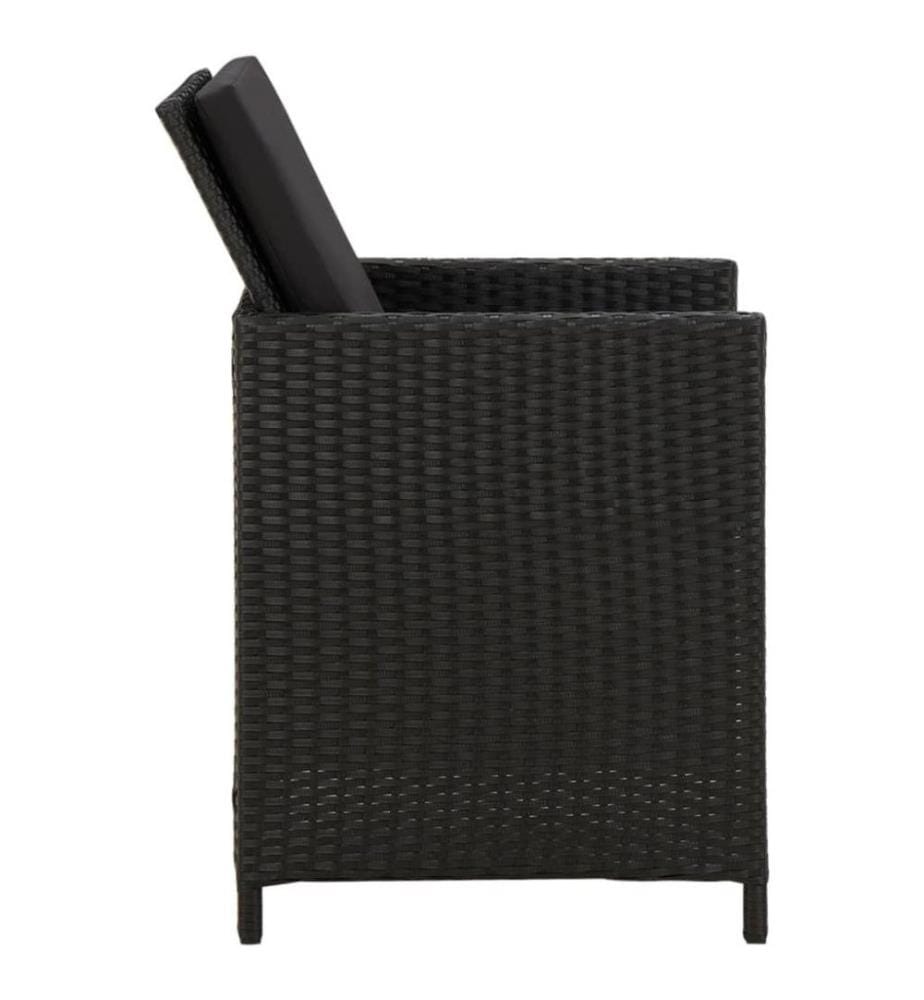Chaises de jardin avec coussins 4 pcs Résine tressée Noir