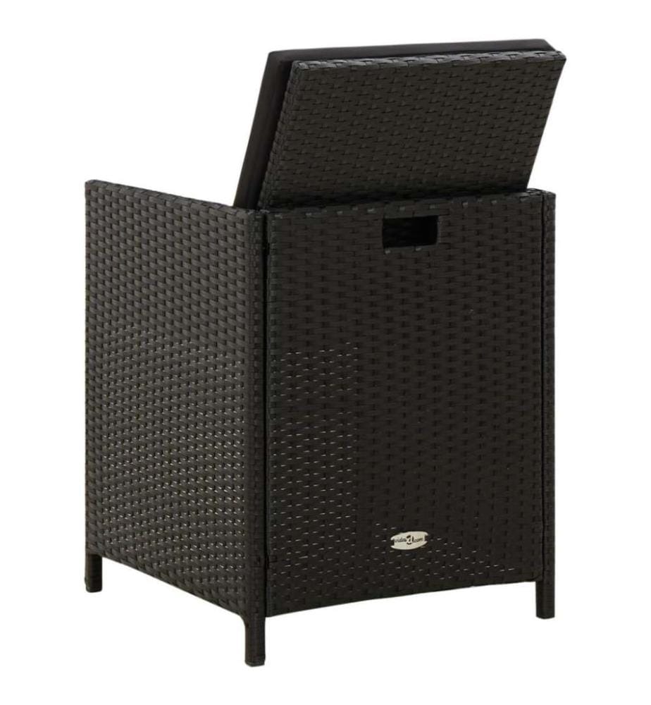 Chaises de jardin avec coussins 4 pcs Résine tressée Noir